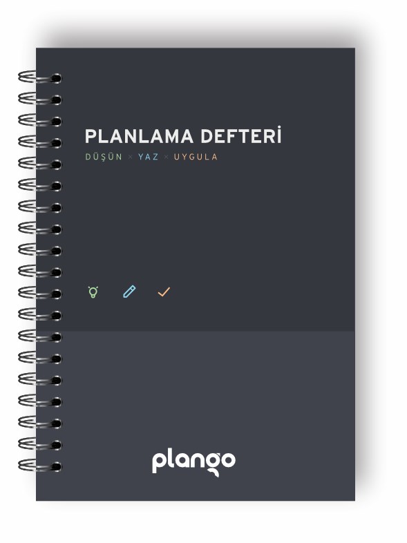 Siyah - Gri Günlük Planlayıcı Defter - Daily Planner - Ders Çalışma Planlayıcı Defteri - Planlama De